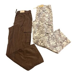 Thereabouts Boys Cargo Pants Lot 2 L 14/16 Husky Brown Corduroy Camo Relaxed